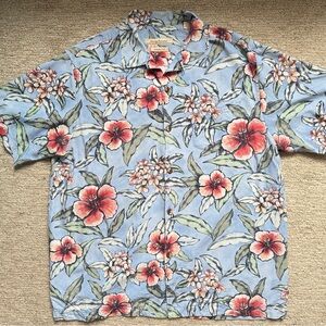 Tommy Bahama 100% Silk Hawaiian Shirt Floral Original Fit Aloha Camp